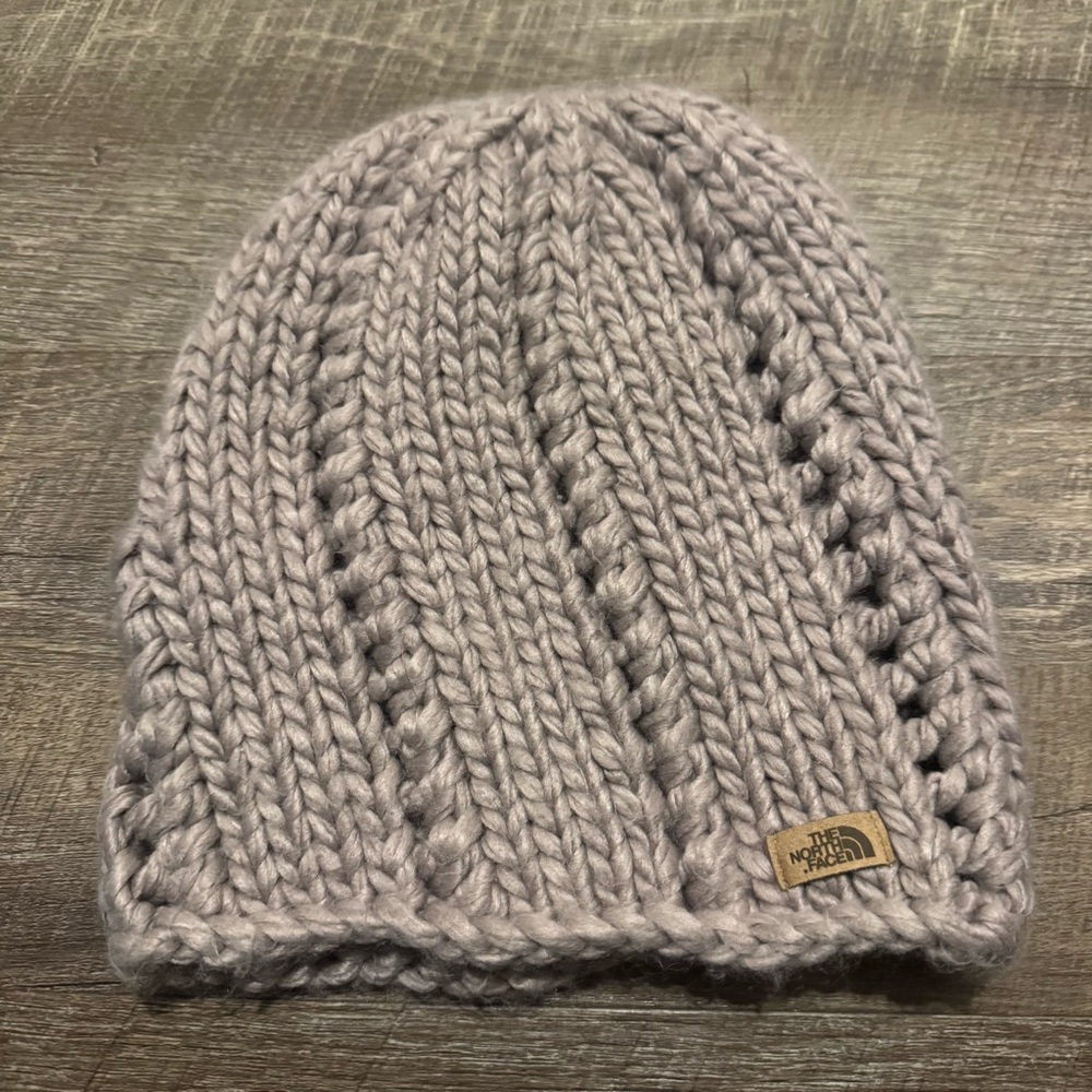 The North Face Mauve Chunky Knit Beanie Hat